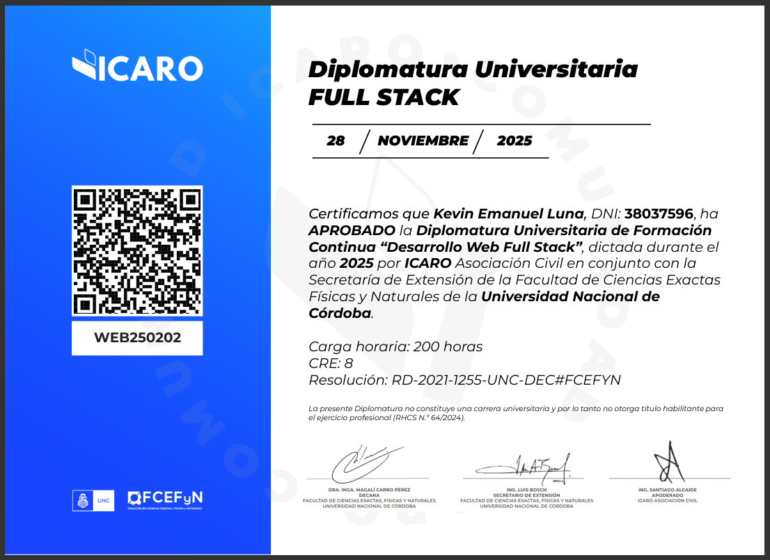 Diplomatura Full Stack ICARO